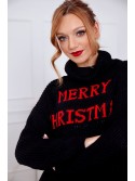 Long Christmas sweater with turtleneck, black 2353 - Online store - Boutique